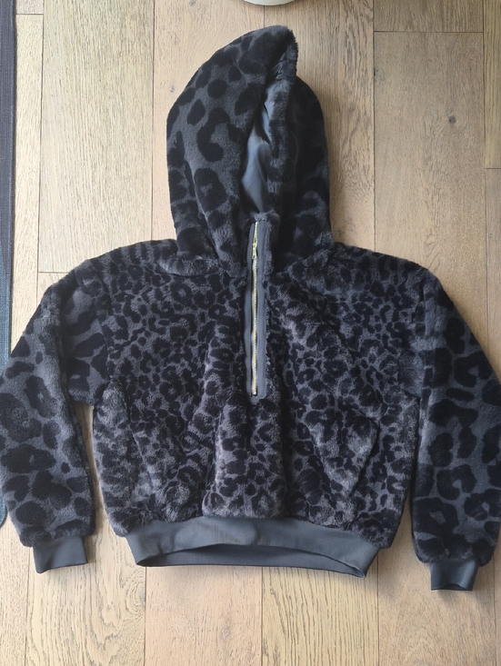 Jordan Tops - Nike Jordan Black Leopard-Print Plush Half-Zip Hoodie - Women's XS